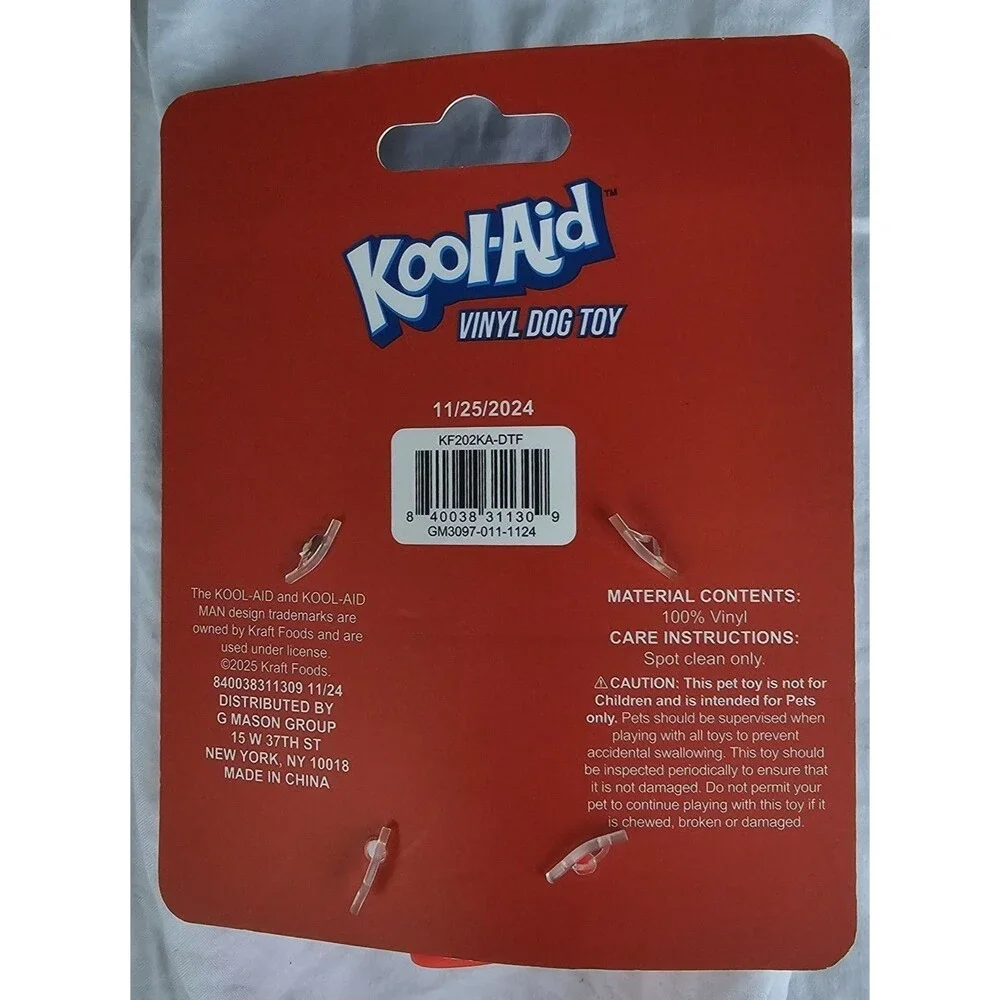Brand New Kool-Aid Squeak Vinyl Dog Toy. Quality Vinyl. Red, Squeaker, NEW￼￼4
